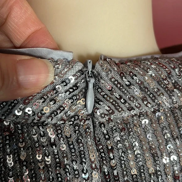 BNWOT Soft surroundings silver sparkly, long sleeve, formal lined top - Picture 7 of 16